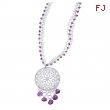 Alesandro Menegati Sterling Silver Fashion Necklace with Amethysts