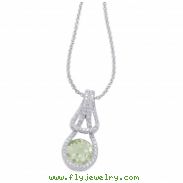 Alesandro Menegati Sterling Silver Necklace with Diamonds and Green Amethyst