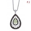 Alesandro Menegati Sterling Silver Necklace with White and Black Diamonds and Green Amethyst