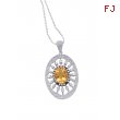 Alesandro Menegati Sterling Silver Oval Pendant Necklace with Diamonds and Large Citrine