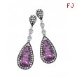 Alesandro Menegati Sterling Silver Pendant Earrings with Black and White Diamonds and Amethyst
