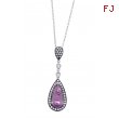 Alesandro Menegati Sterling Silver Pendant Necklace with Black and White Diamonds and Amethyst
