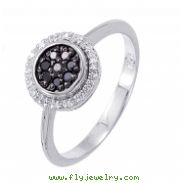 Alesandro Menegati Sterling Silver Ring with Black and White Diamonds
