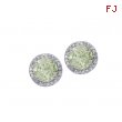 Alesandro Menegati Sterling Silver Stud Earrings with Diamonds and Green Amethyst