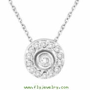 Bezel Diamond Pendant Necklace White Gold