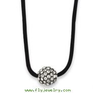 Black-plated Clear Crystal Fireball On 16" With Extension Satin Cord Necklace