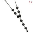 Black-Plated Faceted Jet Bead Bezel Drop Y 16'' Necklace