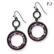 Black-plated Light & Dark Pink And Purple Crystal Circle Drop Earrings