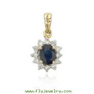 Blue Sapphire With Diamond Pendant