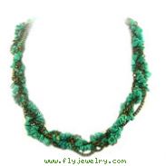 Brass Tone Turquoise Necklace 16"