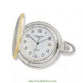 Charles Hubert 14k Gold-plated Two-tone White Dial Pocket Watch