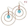 Copper-tone Aqua & Brown Beads Dangle Earrings