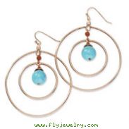 Copper-tone Aqua & Brown Beads Dangle Earrings