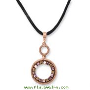 Copper-tone Purple, Pink & Yellow Crystal Circle 16" With Extension Satin Cord Necklace