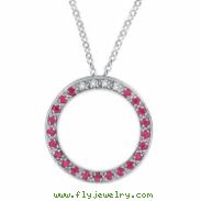 Diamond & Pink Sapphire Circle Pendant Necklace