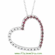 Diamond & Pink Sapphire Heart Pendant Necklace