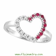 Diamond & Pink Sapphire Heart Ring