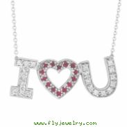Diamond & Pink Sapphire I Love You Pendant Necklace