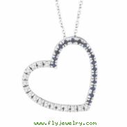 Diamond & Sapphire Heart Pendant Necklace