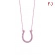 Diamond Horseshoe Pendant Necklace Pink Gold