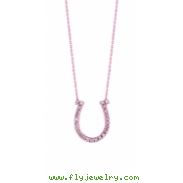 Diamond Horseshoe Pendant Necklace Pink Gold