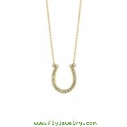 Diamond Horseshoe Pendant Necklace Yellow Gold