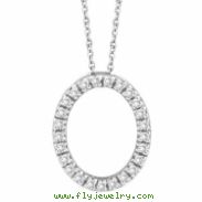 Diamond Oval Pendant Necklace White Gold