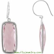 EARRING NONE ANTIQUE CUSHION 25.00X10.00 MM ROSE QUARTZ NONE P Sterling Silver Polished EARRINGS