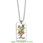 Ed Hardy Skull/Dagger Painted Dog Tag 24in Necklace
