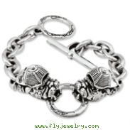 Ed Hardy Stainless Steel Bull Dog With Hat Toggle Bracelet