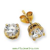 Gold-plated & Black-plated Sterling Silver 6.5mm CZ Stud Earrings