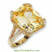Gold-plated Sterling Silver Champ/Wht CZ Ring