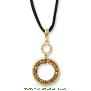 Gold-tone Light & Dark Yellow Crystal Circle on 16" With Extension Satin Cord Necklace