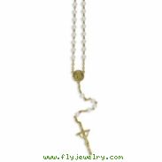 Gold-tone Simulated Pearl Papal Crucifix 28in Rosary