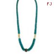 Gold-tone Teal Coconut Slip-on Stretch Graduated Bead Necklace