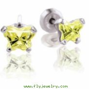 JANUARY W Threaded Backs & Box Bfly Cz Birthstone Earrings