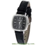 Ladies' Charles Hubert Black Leather Band Square Face Watch