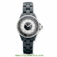 Ladies Chisel Black Ceramic/Black & White Dial Watch