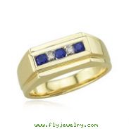 Men's Blue Sapphire And Diamond Ring