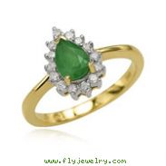 Pear Emerald And Diamond Ring