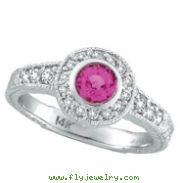 Pink Sapphire Bezel Ring with Diamond