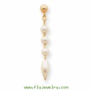 Rhodium-plated White Glass Pearl Earrings
