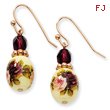Rose-Tone Dark Purple Crystal Floral Decal Drop Earrings