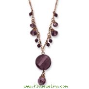 Rose-tone Dark Red Crystal Drop 16" With Extension Necklace