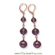 Rose-tone Purple Crystal Bead Linear Drop Earrings