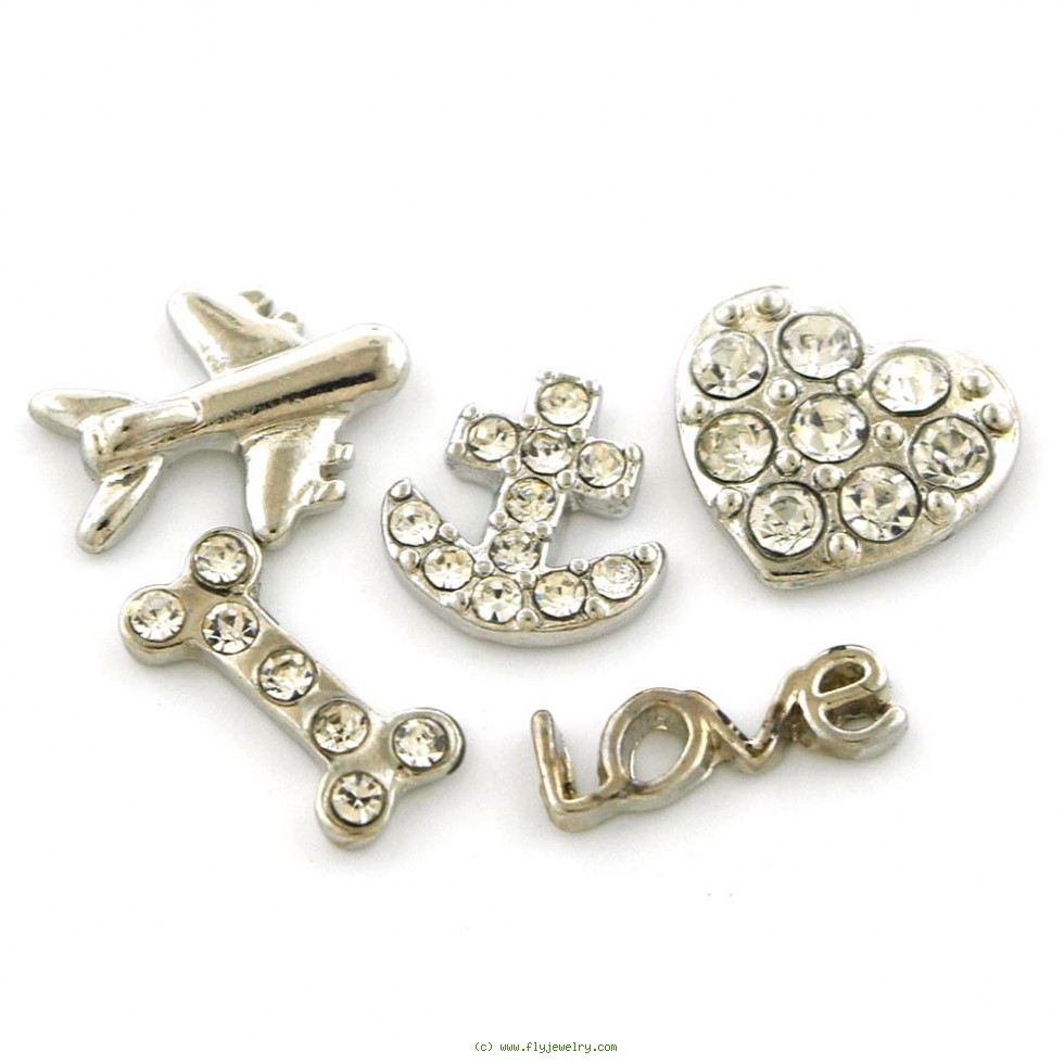Set of Five (5) I love my Dog Travel Heart Anchor Floating Charms for Floating Charms Locket