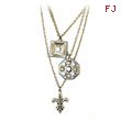 Silver-tone and Copper-Tone Fleur de Lis Triple Charms Necklace