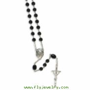 Silver-tone Black Bead Papal 32in Rosary
