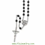 Silver-tone Black Crystal Crucifix 29in Rosary