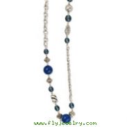 Silver-tone Blue Bead & Crystal 44" Necklace